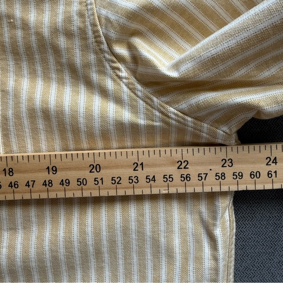 Everlane Striped Yellow Button Down Organic Cotton Long Sleeve Shirt SZ L/T - Picture 6 of 14